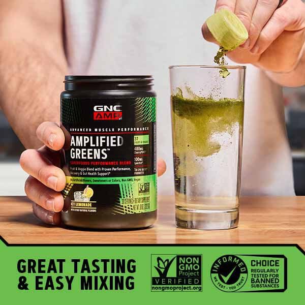 GNC AMP Amplified Greens Superfoods Performance Blend - Vegan Athlete Superfood Drink - Blueberry Pomegranate - 9.9 Oz (30 Servings) GNC Au supplements