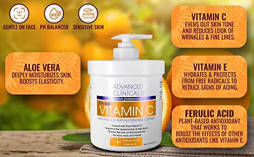 Advanced Clinicals Vitamin C Face & Body Cream Moisturizing Skin Care Lotion, Anti Advanced Clinicals Au supplements