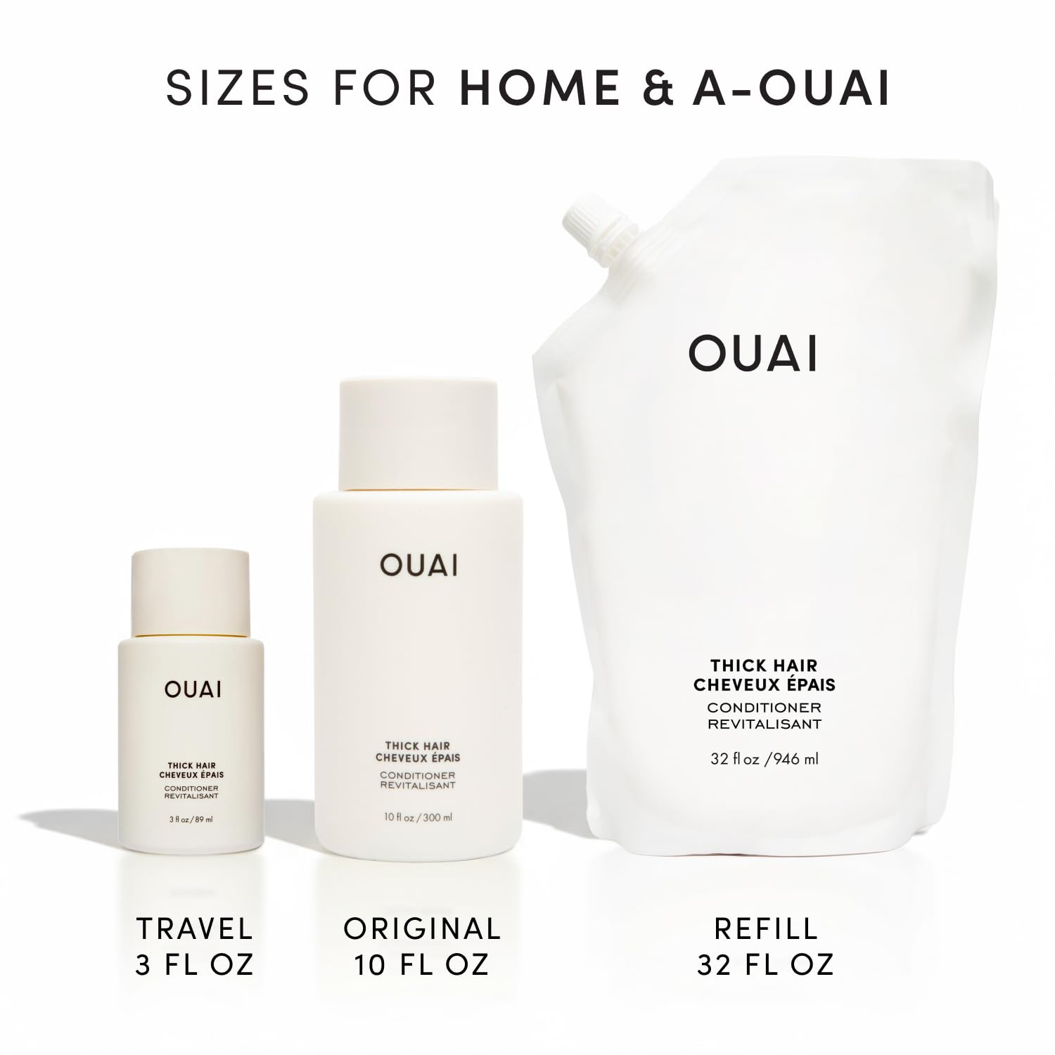 OUAI Thick Hair Conditioner Refill - Moisturizing Conditioner for Dry, Frizzy Hair - Keratin, Marshmallow Root, Shea Butter and Avocado Oil - Paraben, Phthalate & Sulfate Free (32 Oz) OUAI Au supplements