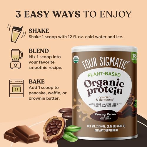 Four Sigmatic Organic Plant-Based Protein Powder Creamy Cacao Protein with Lion’s Mane Four Sigmatic Au supplements