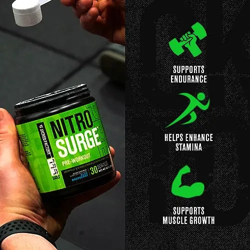 NITROSURGE Pre Workout Supplement - Energy Booster, Instant Strength Gains Jacked Factory Au supplements