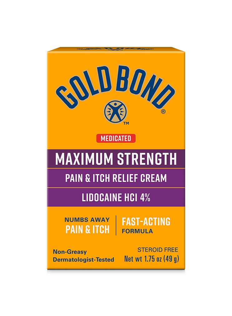 Gold Bond Medicated Maximum Strength Pain & Itch Relief Cream, Intense Itch Relief, 1.75 oz., with Lidocaine Gold Bond Au supplements