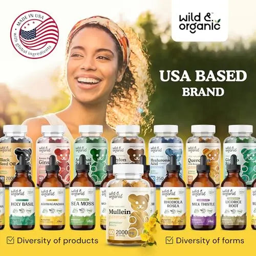 Wild & Organic Mullein Gummies - Daily Dietary Supplement for Respiratory, Digestive Wild & Organic Au supplements