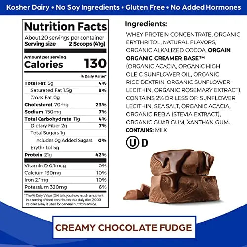 Orgain Whey Protein Powder, Creamy Chocolate Fudge - 21g Grass Fed Dairy Protein Orgain Au supplements