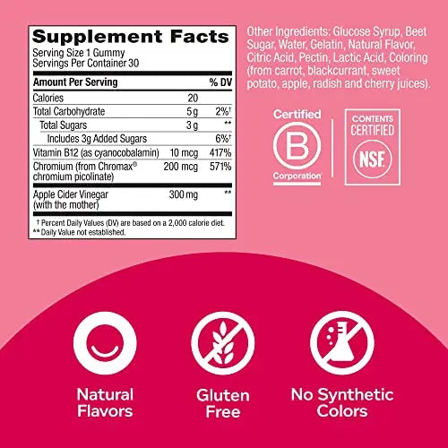 OLLY Metabolism Gummy Rings, Apple Cider Vinegar, Vitamin B12, Chromium, Energy and Digestive Health OLLY Au supplements