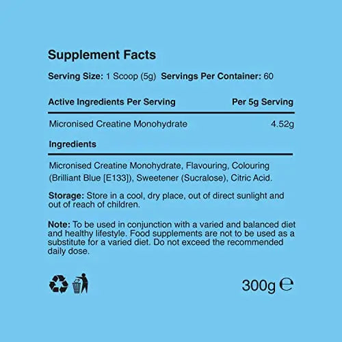 Warrior Creatine Monohydrate Powder – 300g – Micronised for Easy Mixing Warrior Au supplements