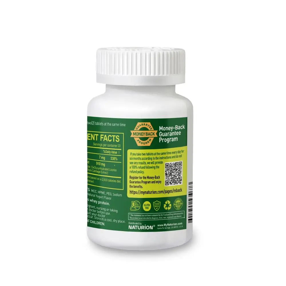 NATURION H. Pylori Support - Digestive Health Supplement with G-FOS Blend, Whey Protein, Licorice, Mastic Gum, Vitamin U, and Vitamin B2 - Stomach Comfort & Gut Balance - 60 Tablets, 30 Day Supply NATURION Au supplements