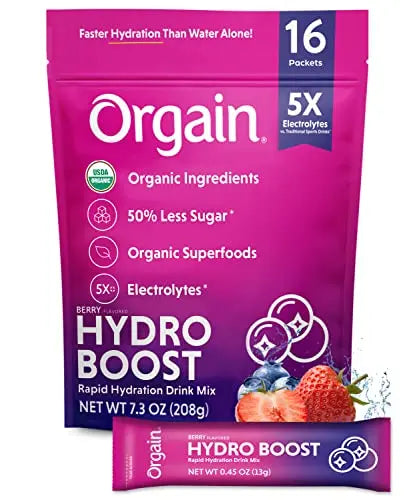Orgain Organic Hydration Packets, Electrolytes Powder - Berry Hydro Boost Orgain Au supplements