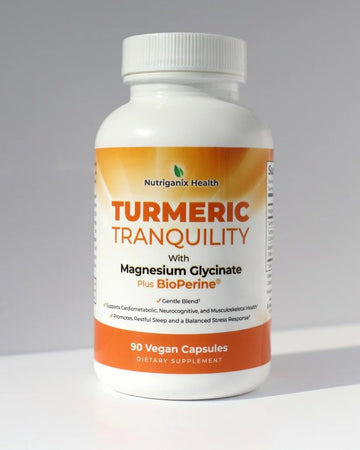 Turmeric Tranquility Turmeric Curcumin & Magnesium Glycinate with BioPerine – Support for Stress Relief, Sleep, Heart Health, Muscles, Metabolism, and Joint Health* - High Absorption - 90 Capsules (1) Nutriganix Au supplements