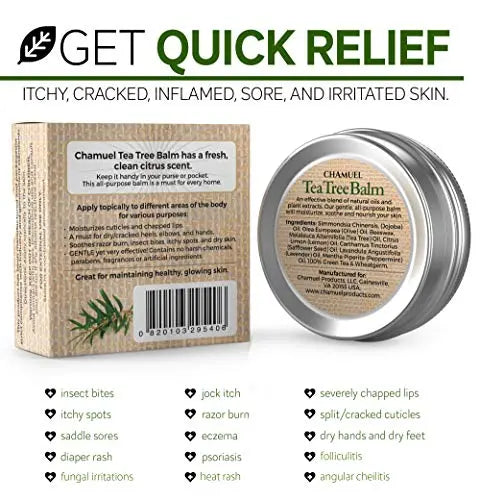 TEA TREE OIL BALM -100% All Natural | Great Cream for Soothing Irritations like Eczema Chamuel Au supplements