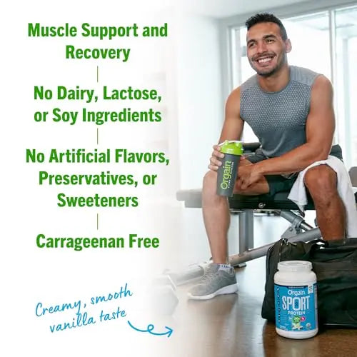 Orgain Organic Sport Vegan Protein Powder, Vanilla - 30g Plant Based Protein, For Pre-Work Orgain Au supplements