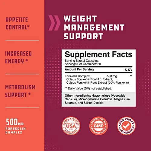 Pure Forskolin Extract for Weight Loss Supplement Powerful Antioxidant - Maximum Strength Natures Craft Au supplements