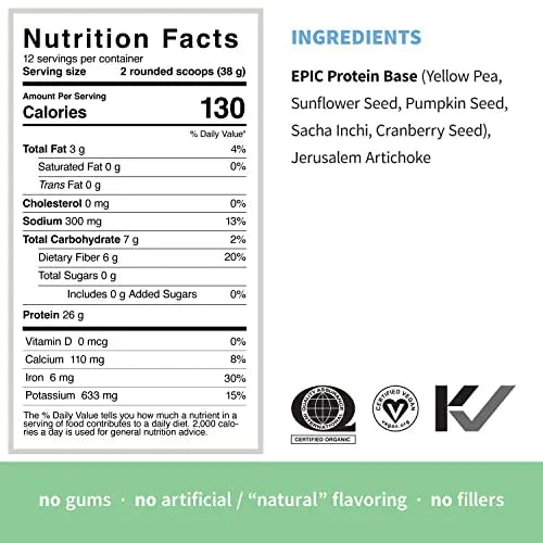 Sprout Living, Epic Protein, Plant Based Protein & Superfoods Powder, Original, Unflavored Sprout Living Au supplements