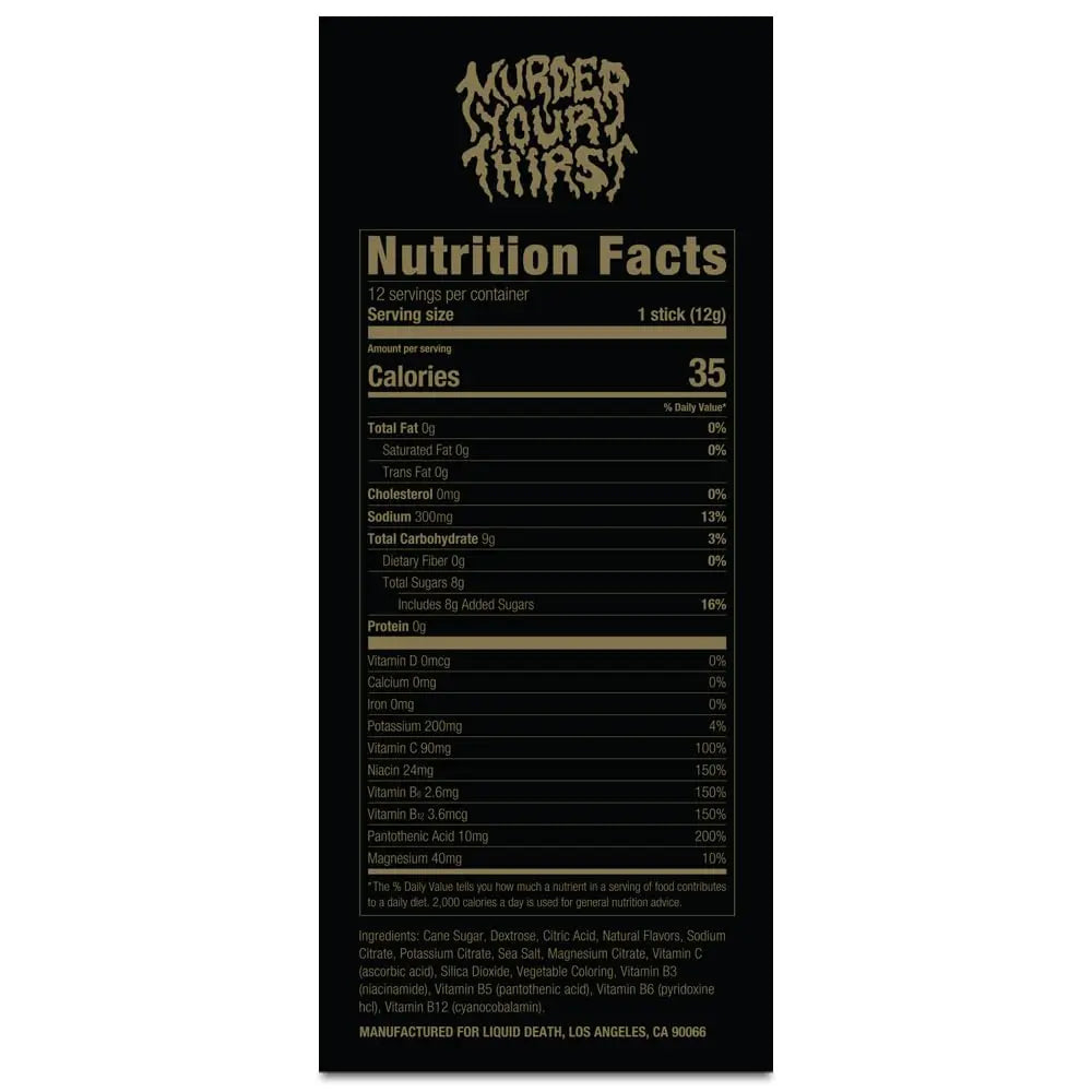 Liquid Death Electrolyte Death Dust - Hydration Powder Packets - 3 Flavors - 12-Stick Liquid Death Au supplements