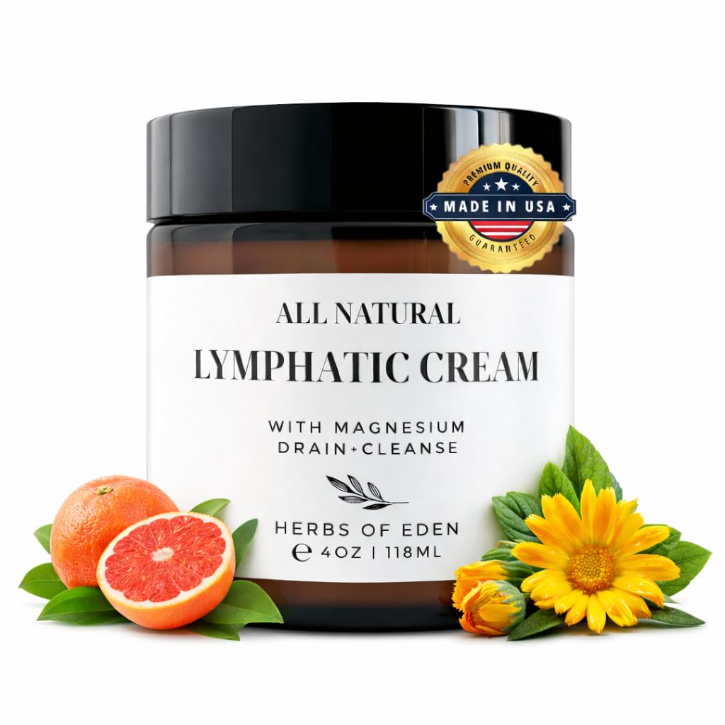 Organic Lymphatic Massage Cream with Magnesium – Natural Topical Cream | Stimulate Lymph Fluid | Family Owned, Made in USA Herbs of Eden Au supplements