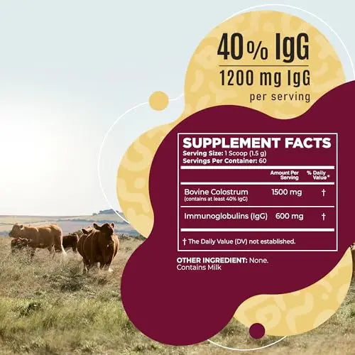 Bovine Colostrum Powder - 40% IgG Highly Concentrated Pure Bovine Colostrum InstaSkincare Au supplements