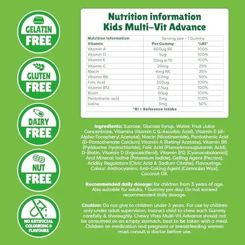 Chewy Vites Kids Multivitamin Advance 60 Gummy Vitamins | 11 Essential Nutrients CHEWY VITES Au supplements