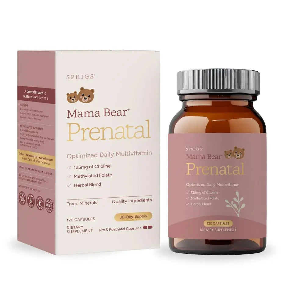 SPRIGS Mama Bear Prenatal Gold Multivitamin with Choline and Methylated Folate for Pregnancy Support Easy to Digest Prenatal Vitamins SPRIGS Au supplements