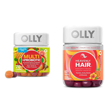 OLLY Multi + Probiotic Adult Multivitamin Gummy, 1 Billion CFUs, Digestive and Immune Support & Heavenly Hair Gummy, Supports Healthy Hair OLLY Au supplements