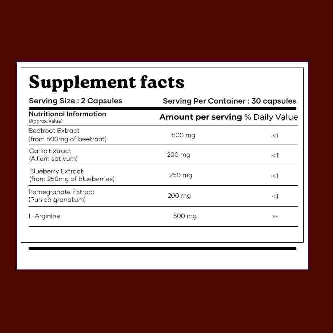 MarsbyGHC Natural Beetroot Capsules | with Garlic, Blueberry, Pomegranate & L-Arginine | Plant-Based Supplement | Pack of 1 mars by GHC Au supplements