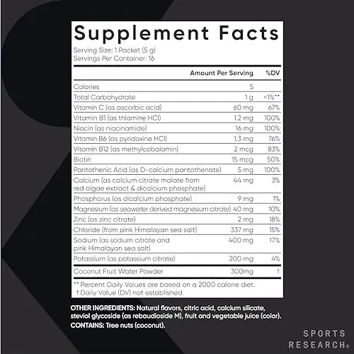Sports Research Hydrate Electrolytes Powder Packets - Sugar-Free & Naturally Flavored Sports Research Au supplements