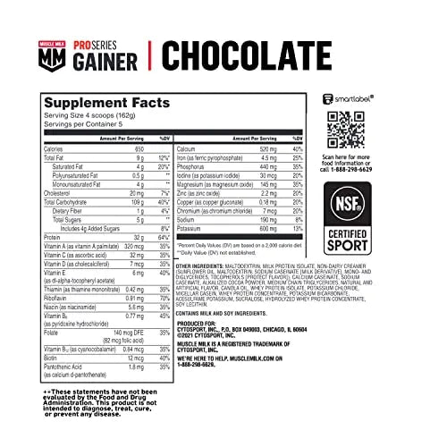 Muscle Milk Gainer Protein Powder, Chocolate, 32g Protein, 5 Pound Muscle Milk Au supplements