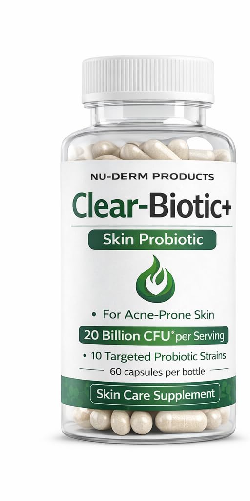 Acne Pills Probiotic Acne Supplements for Teens & Adults - Hormonal Acne Vitamins, Gut Health for Clear Skin, Non-GMO (60 Capsules) Gut Skin Axis Clear-Biotic Au supplements