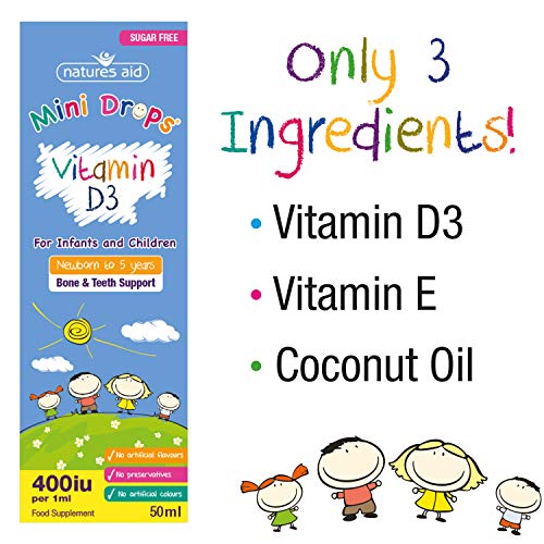 Natures Aid Vitamin D3 Mini Drops for Infants and Children, Sugar Free, 50ml natures aid Au supplements