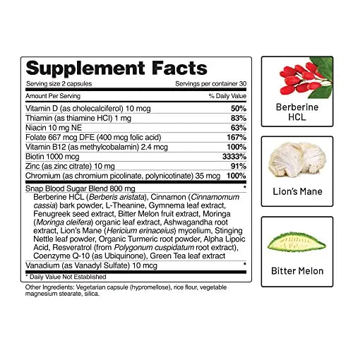 Snap Supplements Blood Sugar Blend - Support Healthy Blood Sugar, 60 Capsules Snap Supplements Au supplements