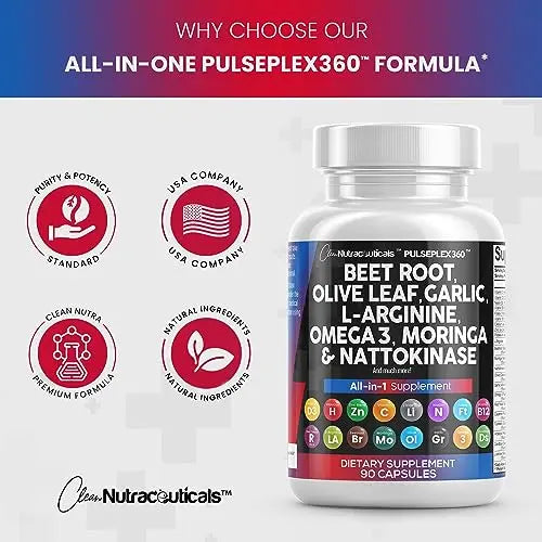 Beet Root Capsules 6000mg Olive Leaf 6000mg Nattokinase 4000 FU Clean Nutraceuticals Au supplements
