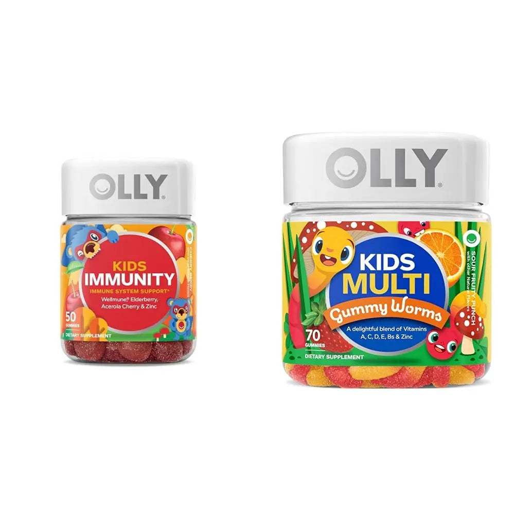OLLY Kids Immunity Gummy, Immune Support, Wellmune, Elderberry, Vitamin C, Zinc & Kids Multivitamin Gummy Worms, Overall Health and Immune Support, Vitamins and Minerals A, C, D OLLY Au supplements