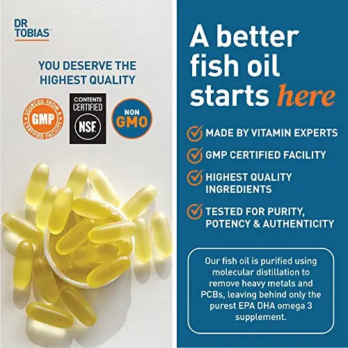 Dr. Tobias Omega 3 Fish Oil, 800 mg EPA 600 mg DHA Omega 3 Supplement for Heart Dr. Tobias Au supplements