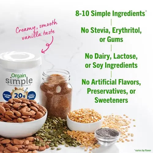 Orgain Organic Simple Vegan Protein Powder, Vanilla - 20g Plant Based Protein Orgain Au supplements