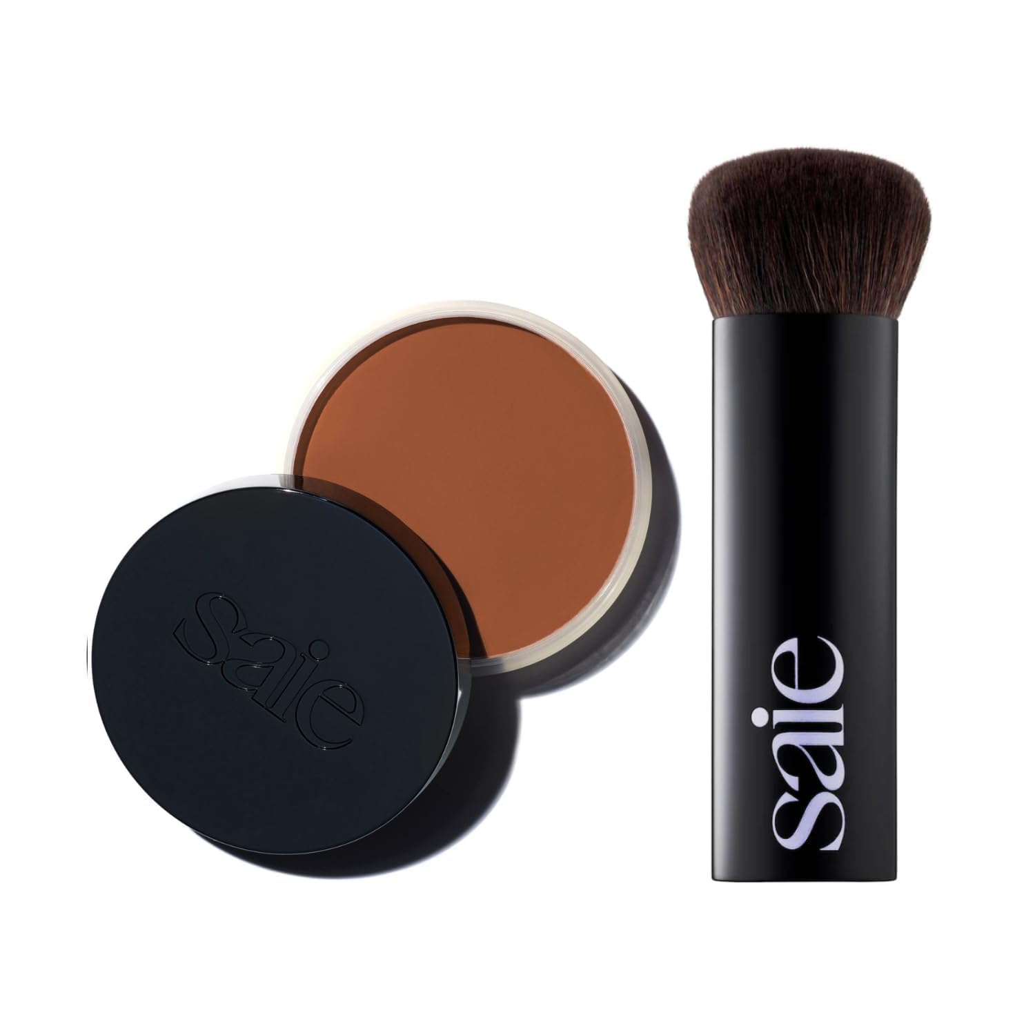 Saie Sun Melt Duo - The Big Brush - Soft, Multi-Use Liquid + Cream Makeup Brush With Synthetic Bristles Bundled With Sun Melt Bronzer in Tan Bronze - Buildable Cream Contour with Velvet Finish (1 oz) Saie Au supplements