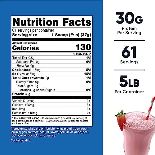 Nutricost Whey Protein Isolate (Strawberry Milkshake) 5LBS Nutricost Au supplements
