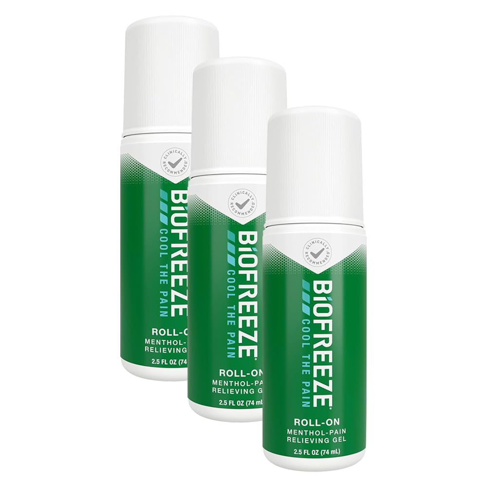 Biofreeze 13451 Roll-On Pain-Relieving Gel, 2.5 FL oz, Green Topical, Arthritis, Strains, Bruises, & Sprains (7.5 Fl Oz (Pack of 3), 3, Count) Biofreeze Au supplements