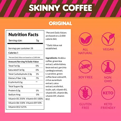 Skinny Boost Skinny Coffee- (Unflavored) Instant Sticks Made with Arabica Coffee, Garcinia SkinnyBoost Au supplements