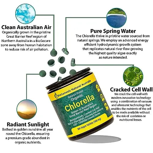 BioGenesis Chlorella Tablets, 600 Tablet Count (500mg) Biogenesis Au supplements