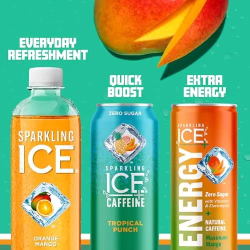 Sparkling Ice, Orange Mango Sparkling Water, Zero Sugar Flavored Water, with Vitamins Sparkling ICE Au supplements