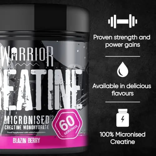 Warrior Creatine Monohydrate Powder – 300g – Micronised for Easy Mixing and Consumpti Warrior Au supplements