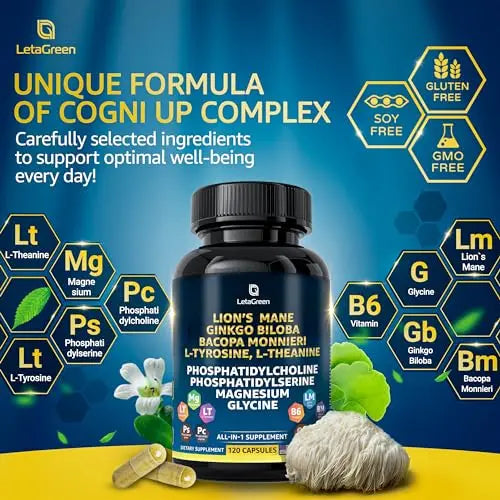LetaGreen Organic Lions Mane Supplement Capsules - 120 Real Mushrooms Lion's Mane LetaGreen Au supplements