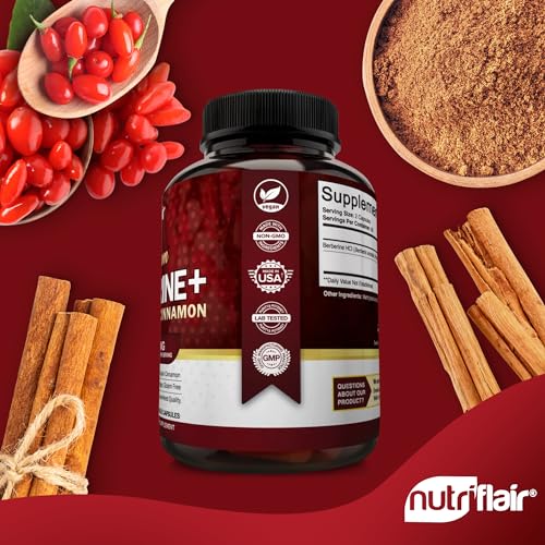 NutriFlair Premium Berberine HCL 1200mg, 120 Capsules - Plus Pure True Ceylon Cinnamon NutriFlair Au supplements