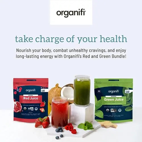 Organifi Green Juice and Red Juice Bundle - 30 Day Supply - Delicious, Refreshing Organic Organifi Au supplements
