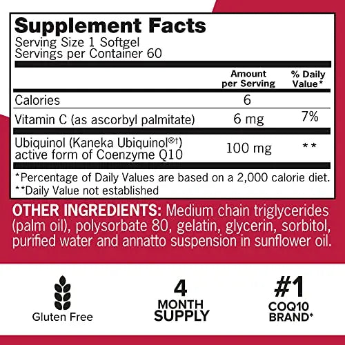 Qunol Ubiquinol CoQ10 100mg Softgels, Mega Ubiquinol 100mg - Superior Absorption Qunol Au supplements