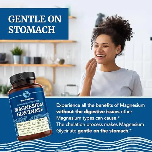 Magnesium Glycinate 500mg | Chelated Bisglycinate Complex for Muscle Relaxation Nobi Nutrition Au supplements
