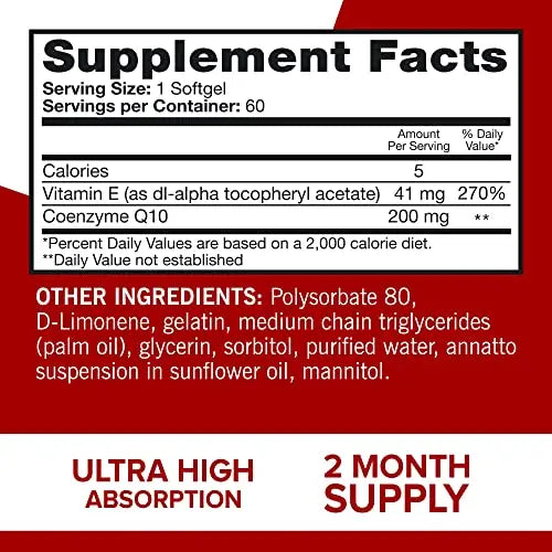 Qunol CoQ10 200mg Softgels, Ultra CoQ10 - Ultra High Absorption Coenzyme Q10 Supplem Qunol Au supplements