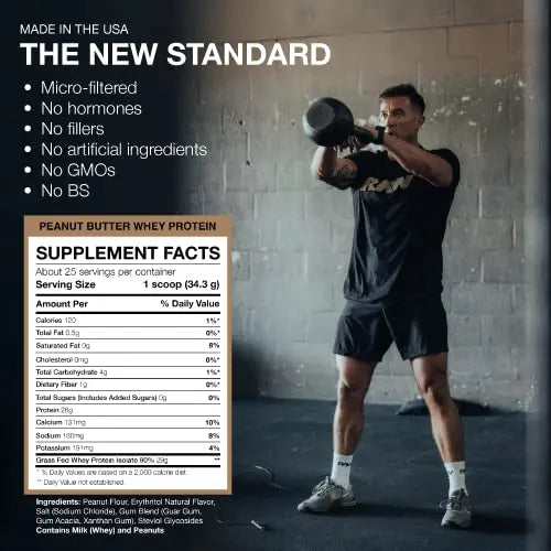 RAW Whey Isolate Protein Powder, Peanut Butter - 100% Grass-Fed Sports Nutrition Protein RAW Au supplements