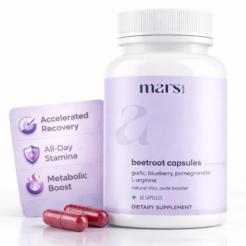 MarsbyGHC Natural Beetroot Capsules | with Garlic, Blueberry, Pomegranate & L-Arginine | Plant-Based Supplement | Pack of 1 mars by GHC Au supplements