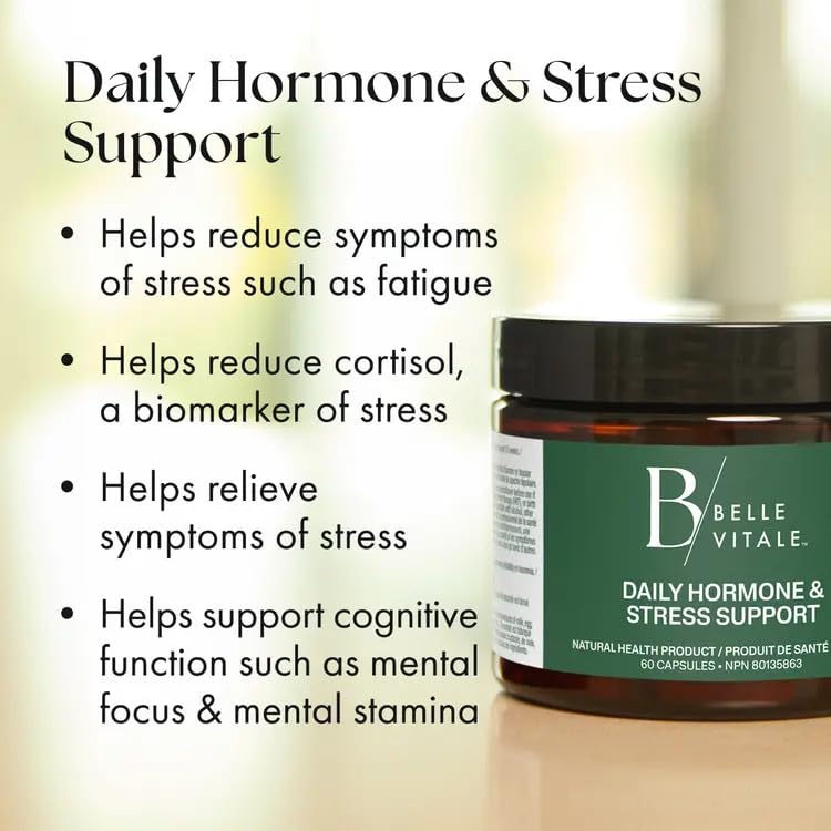 BODi Belle Vitale Daily Hormone & Stress Support - Ashwagandha & Rhodiola - Helps Combat Stress & Supports Healthy Cortisol Levels - Vitamin B12 Help Energy Metabolism & Immune Health - 60 Capsules BODi Au supplements