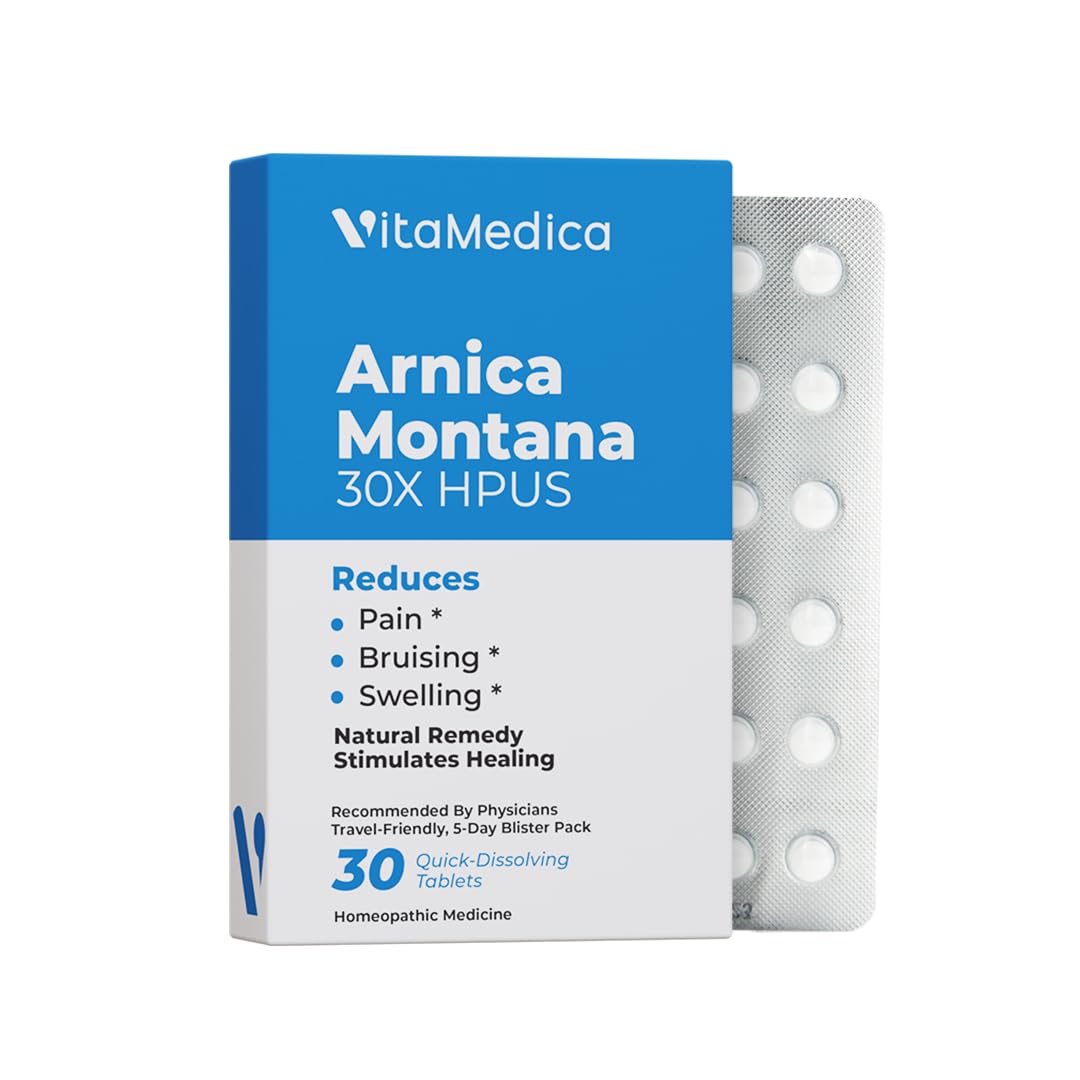 Arnica Montana 30X HPUS, Clinical Grade, Quick Dissolve Tablets, Five-Day Recovery Pack for Pain and Bruise Relief After Surgery or Injury, Natural Healing, Gentle on The Stomach - 30 Count VitaMedica Au supplements